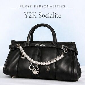 Steve Madden baguette handbag with pearls and charms.